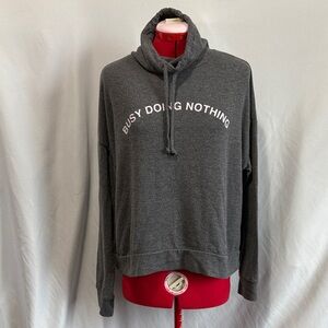 Gray Women's Hoodie with Slogan LL195